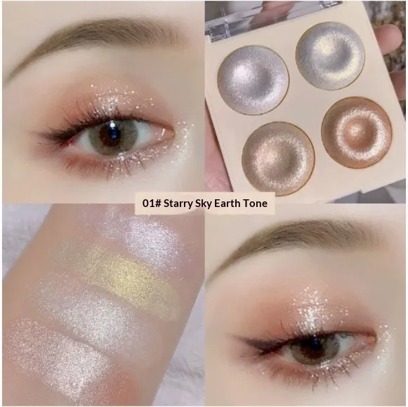 Four-colour Baked Highlighter Palette With Shimmering Eyeshadow - 13G