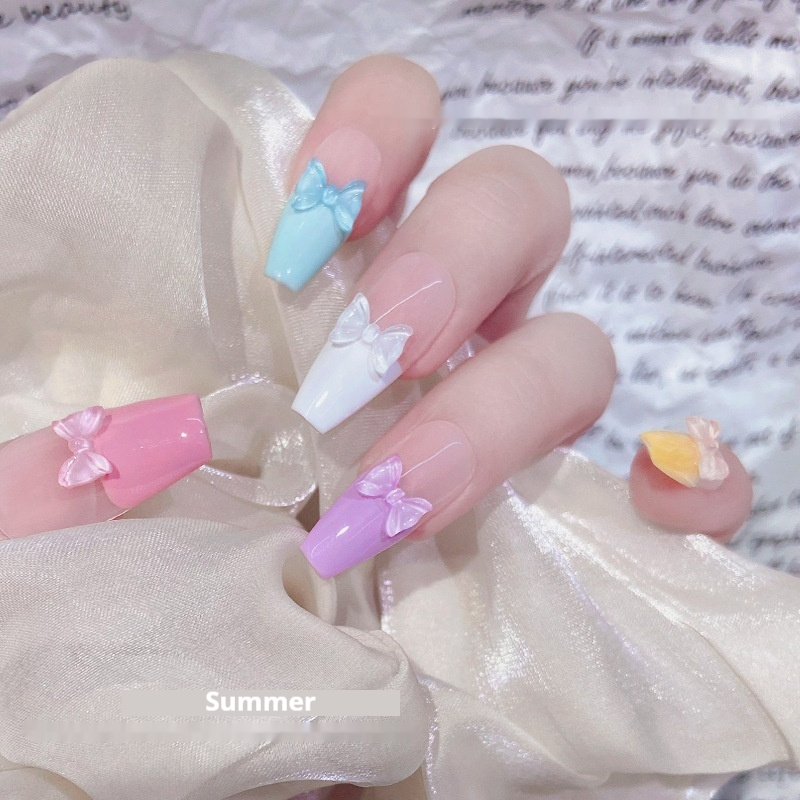50-piece Ice-Transparent Bow Tie Resin Nail Art Accessories 3