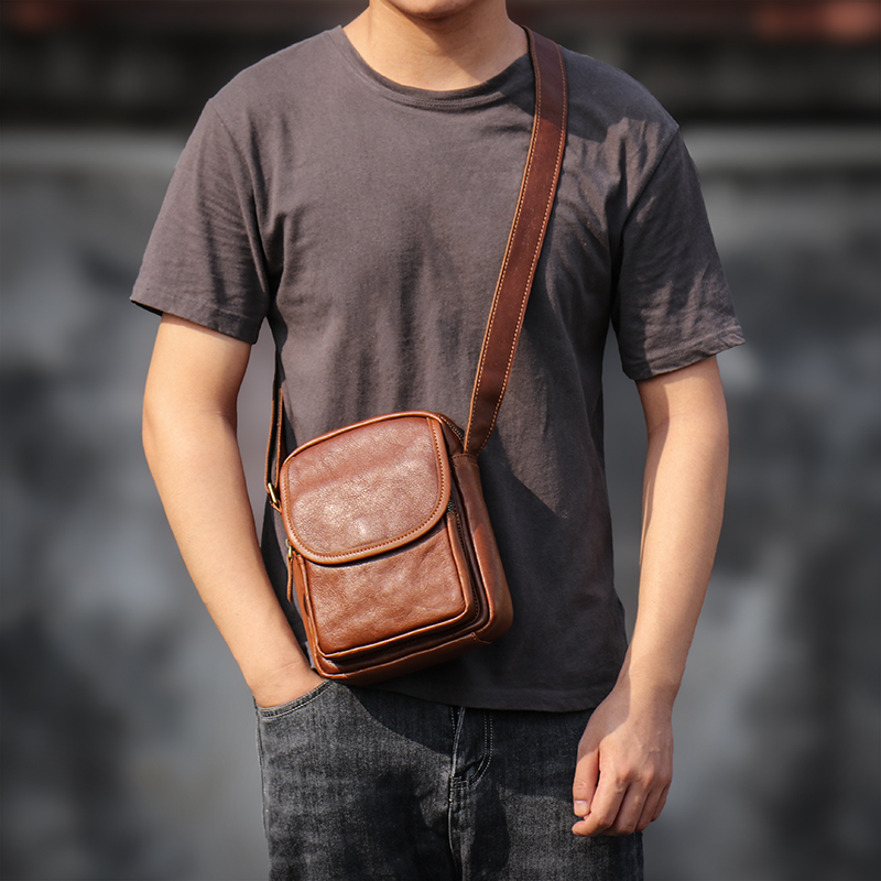 New Men's Genuine Leather Casual Crossbody Bag