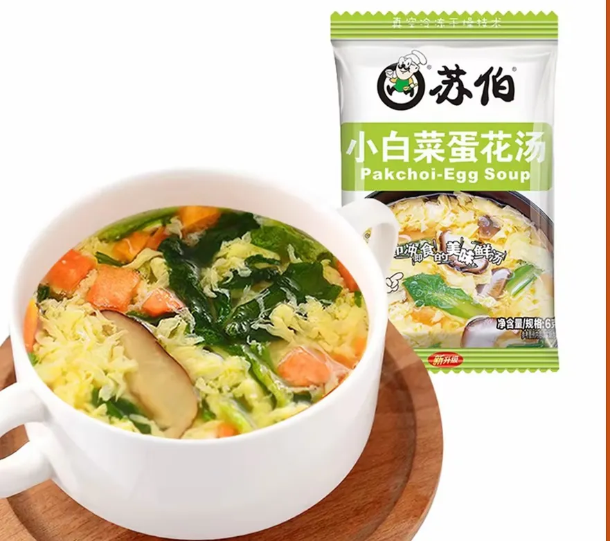 Prepare A Small Packet Of Ready-to-eat Fresh Vegetable And Lotus Root Soup Base