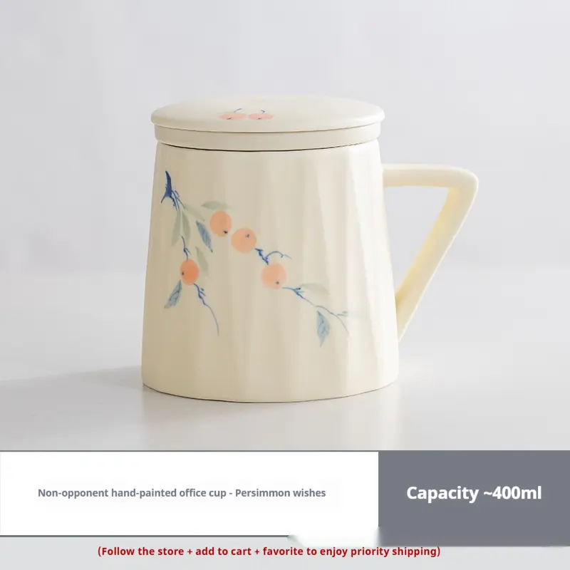 Minimalist Ceramic Hand-Painted Tea Cup With Infuser And Water Separator