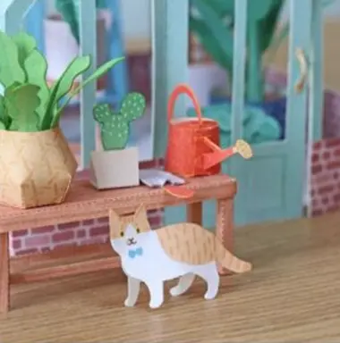 Cute Cottage Series Miniature Greenhouse Architectural 3D Paper Model DIY Assembly Craft
