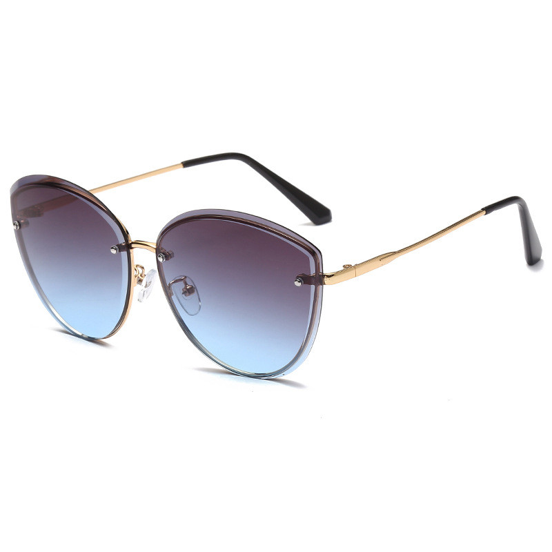 Fashionable Oversized Gradient-color Retro Metal Sunglassessun Protection Eyewear For Driving