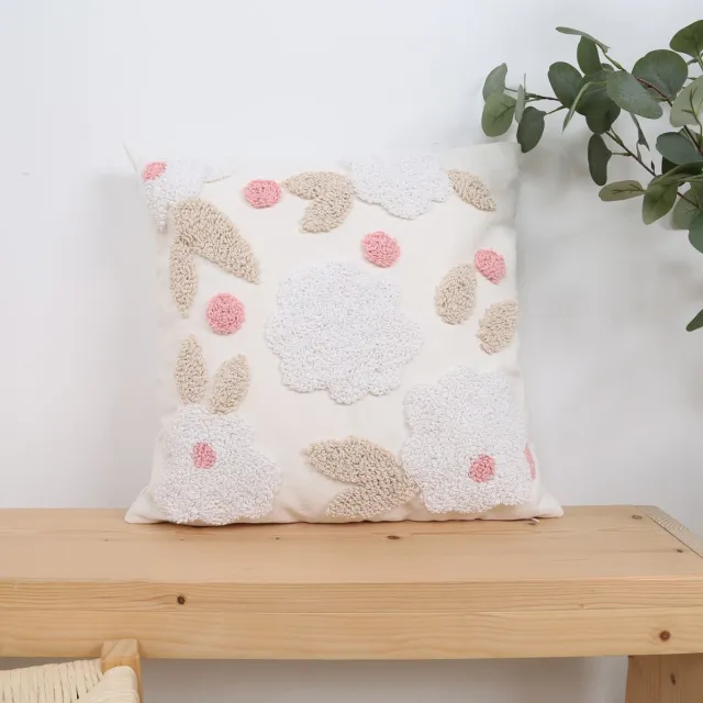 Casual Pastoral style Flower embroidered Pillowcase Looped Cotton Candy - Shop at LoveMi