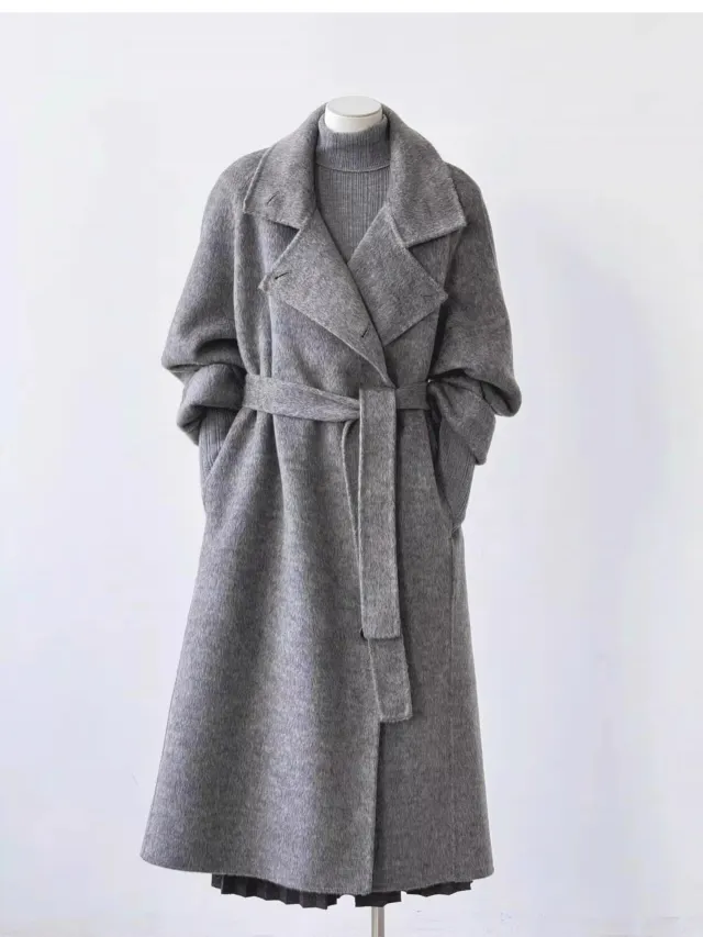 Fashionable Double sided Cashmere Coat For Women Light Grey - Shop at LoveMi