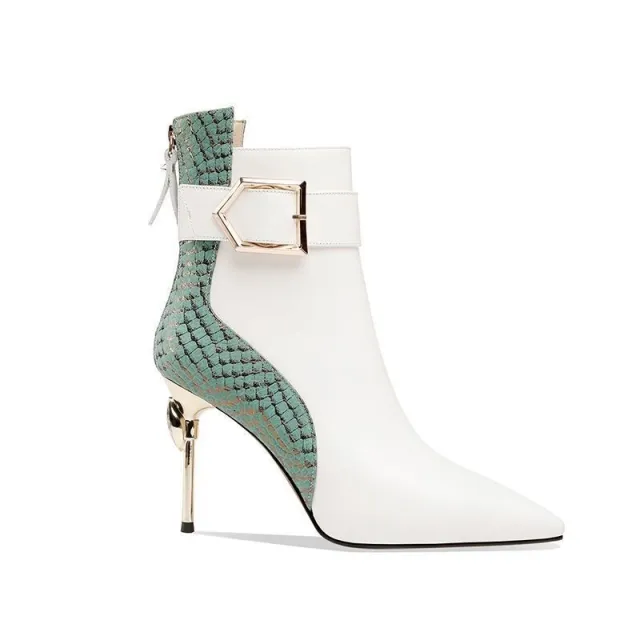 New European And American style Fashionable Ankle Boots With Pointed Toes And Back Zippers White - Shop at LoveMi