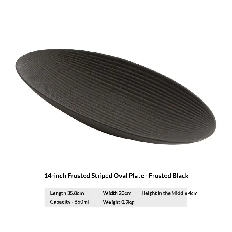 Ceramic Fish Platter Light Luxury High-end Aesthetic Steamed Fish Dish Serving Platter Oval Plate