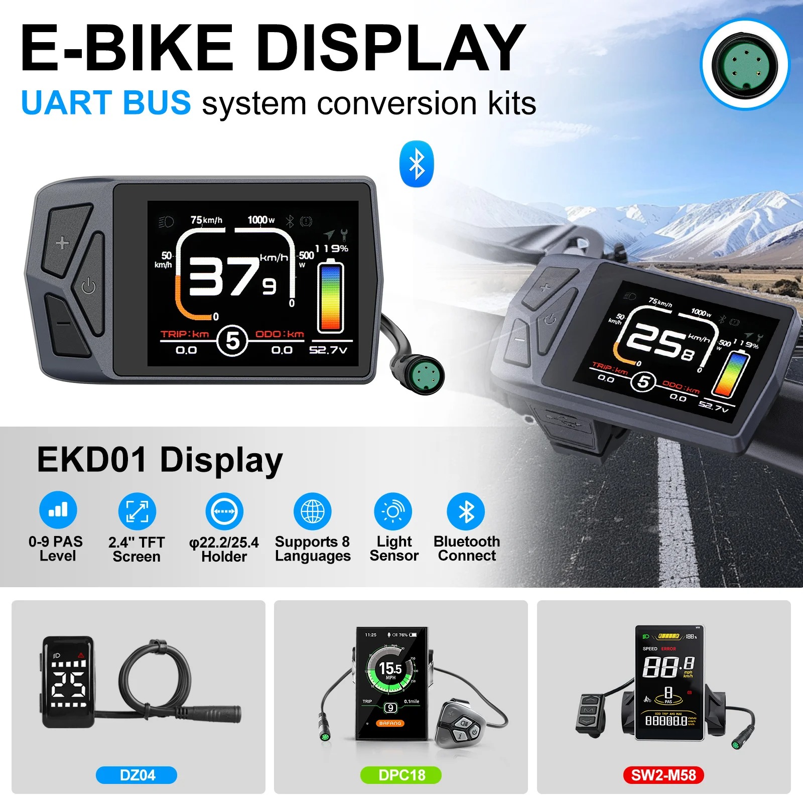 Electric Bicycle Mid-drive Meter With Eight Direction