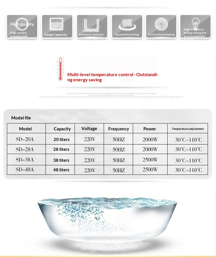 Electric Hot Water Dispenser Stainless Steel Double-layer