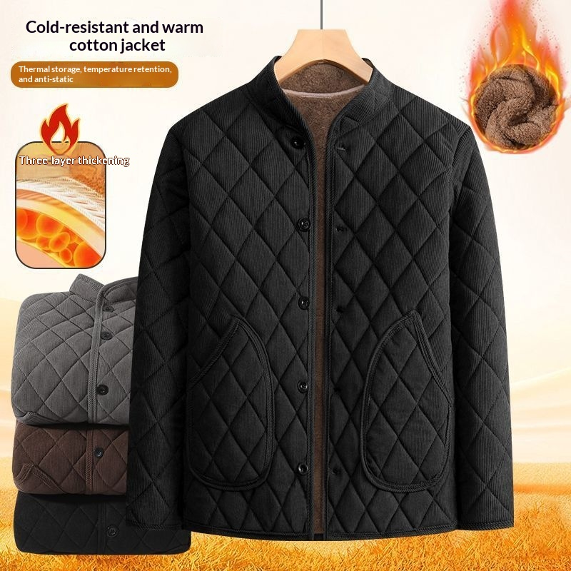 Men's Fleece-lined Thick Cotton-padded Jacket - Image 4