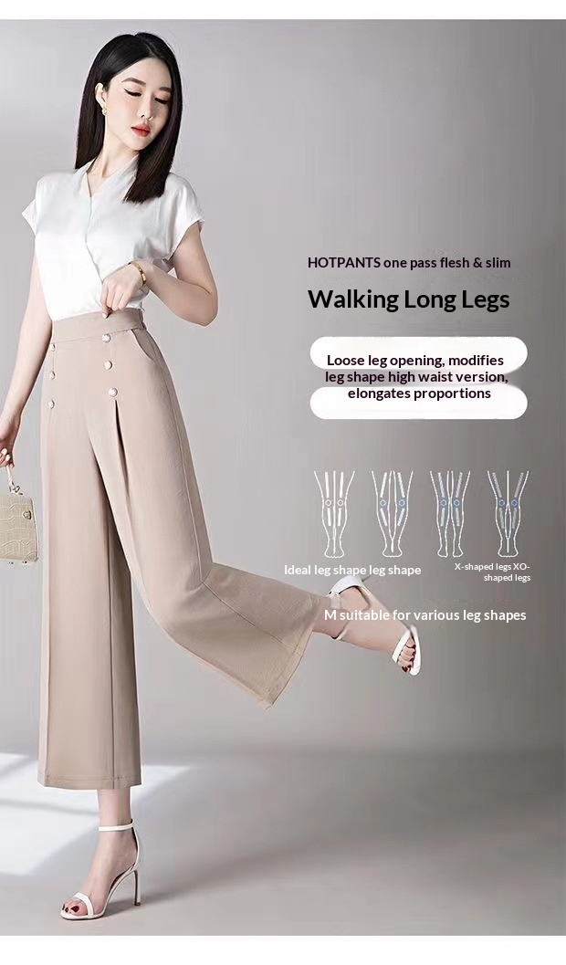 Women's Casual High-Waisted Loose-Fit Wide-Leg Pants With A Flowy Drape - Image 6