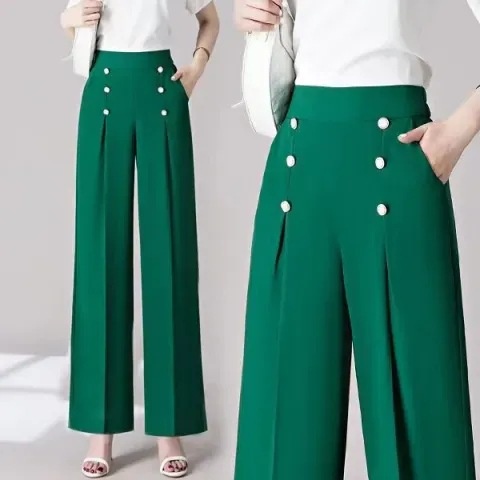 Women's Casual High-Waisted Loose-Fit Wide-Leg Pants With A Flowy Drape - Image 4