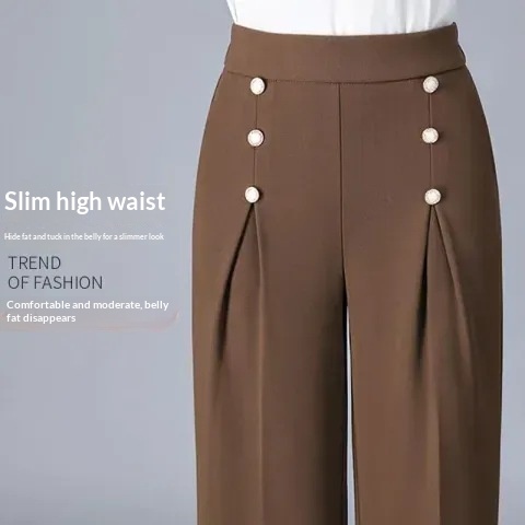 Women's Casual High-Waisted Loose-Fit Wide-Leg Pants With A Flowy Drape - Image 5
