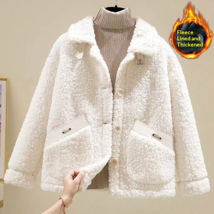 Fleece-lined Extra-thick Loose-fitting Warm Coat For Petite Individuals - Image 7