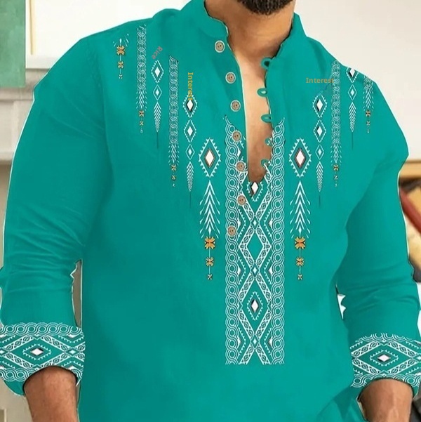 European And American Men's Long-sleeve Casual Printed Shirts - Image 3