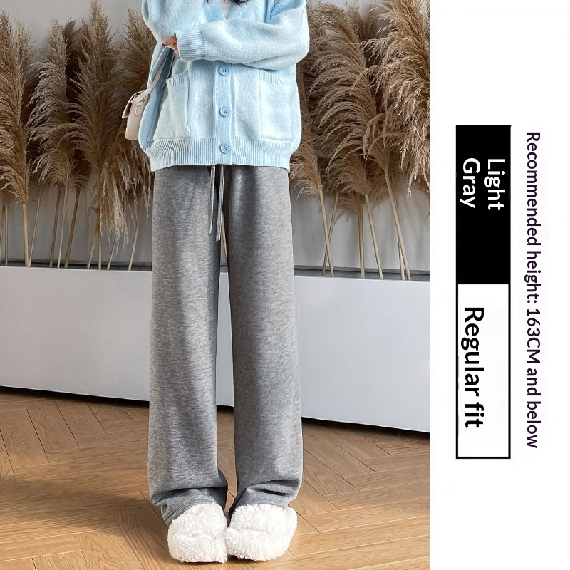New Relaxed-fit Figure-flattering Straight-leg Casual Lounge-style High-waist Slim Wide-leg Pants - Image 4