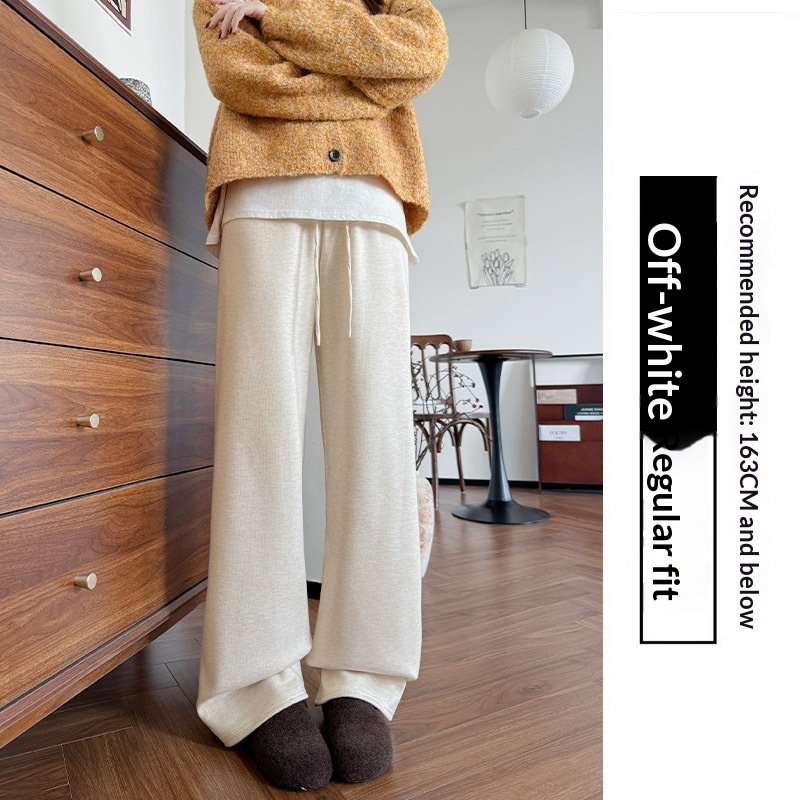 New Relaxed-fit Figure-flattering Straight-leg Casual Lounge-style High-waist Slim Wide-leg Pants - Image 3