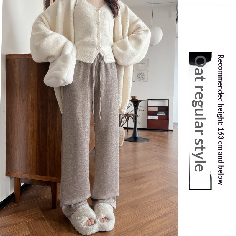 New Relaxed-fit Figure-flattering Straight-leg Casual Lounge-style High-waist Slim Wide-leg Pants - Image 5