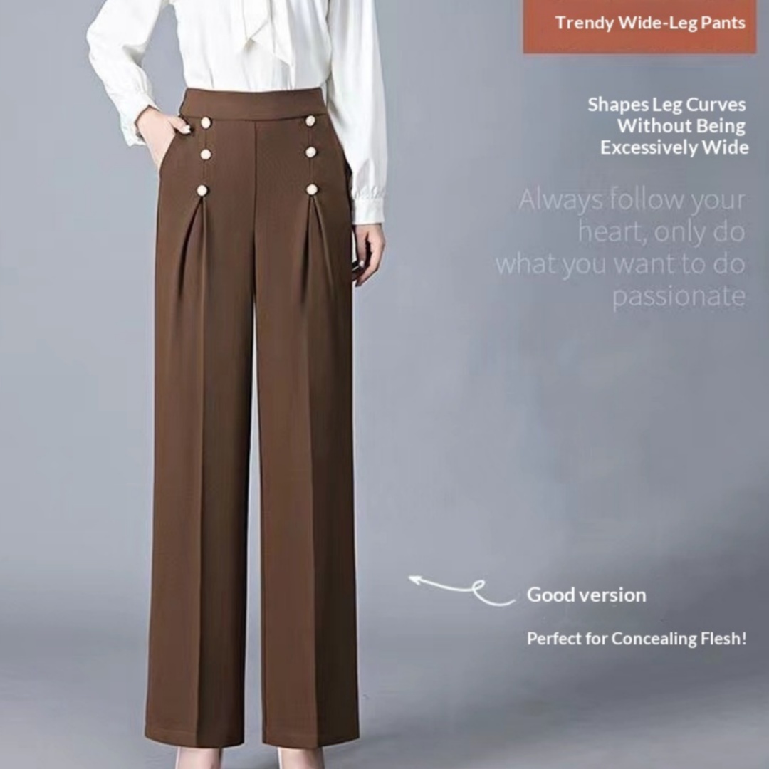 Women's Casual High-Waisted Loose-Fit Wide-Leg Pants With A Flowy Drape - Image 7