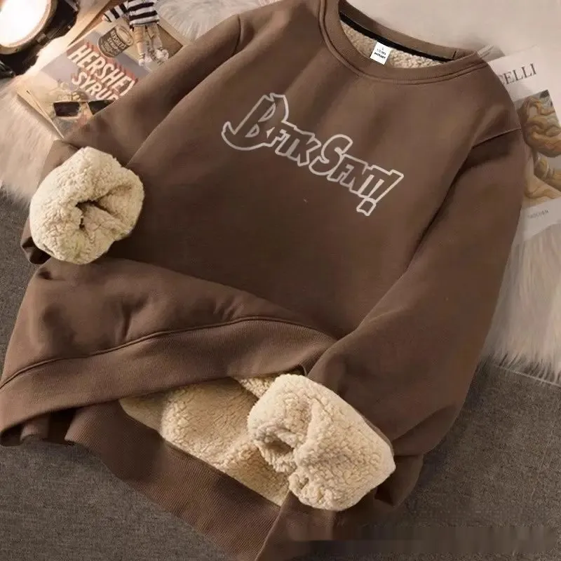 Women's Casual Crew-neck Long-sleeve Pullover Hoodie - Ivory