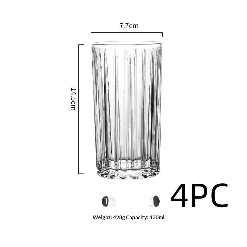 Instagram-style Americano Iced Coffee Mug Classic Retro Home Use Striped Glass C