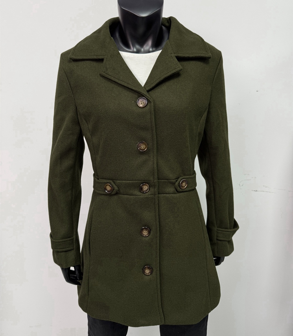 Mid Length Plus Size Wool Coat For Women Lined Wool Outerwear - Image 5