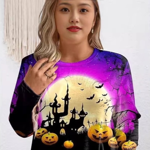 Women's Casual Crew-neck Long-sleeve Pullover Hoodie - Image 3