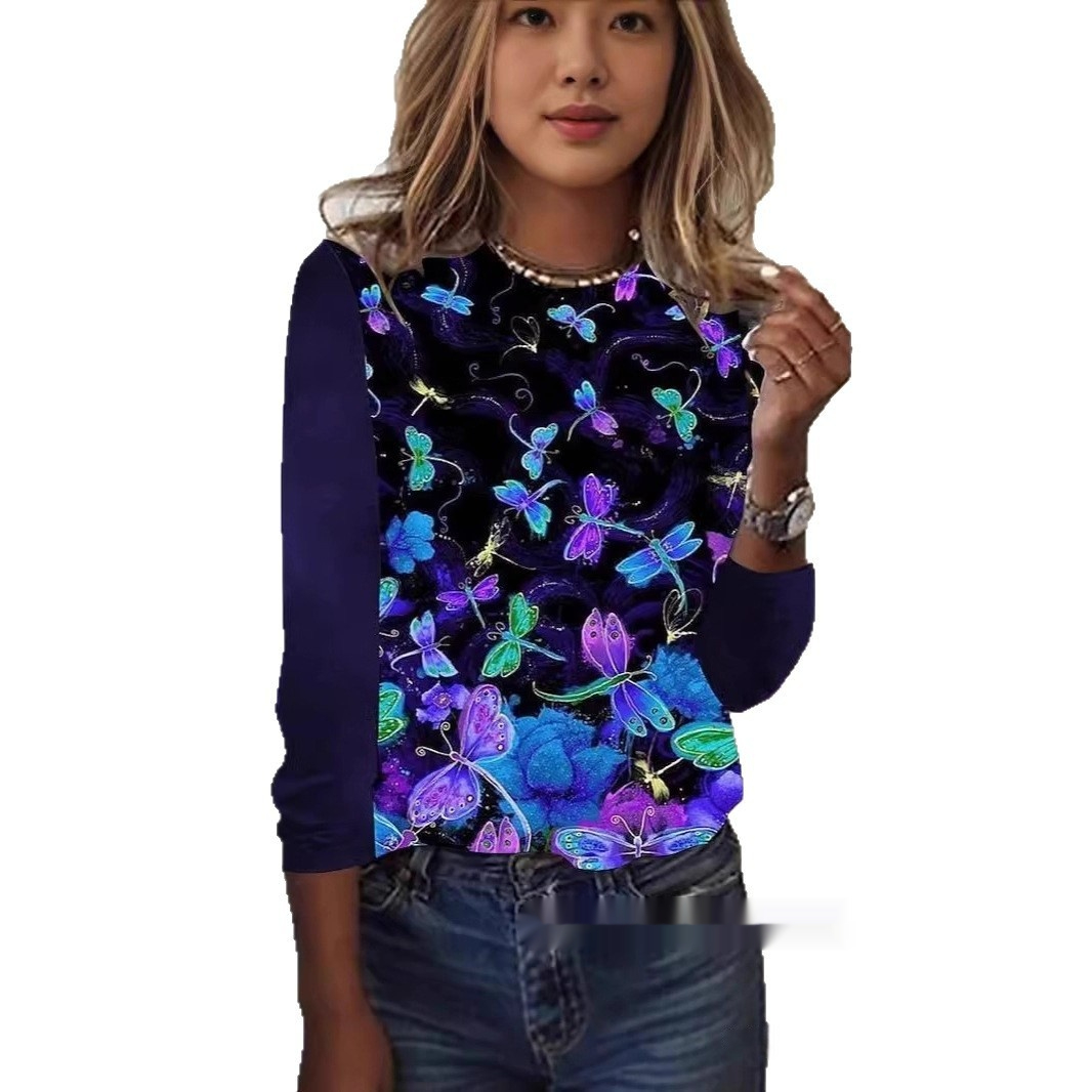 Women's Casual Crew-neck Long-sleeve Pullover Hoodie - Image 4