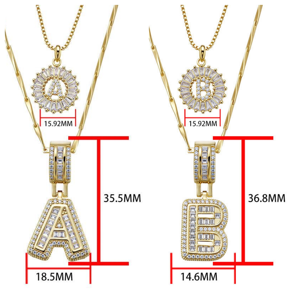 Trendy Round Zircon Letter Pendant Necklace With Layered Clavicle Chain - Image 4