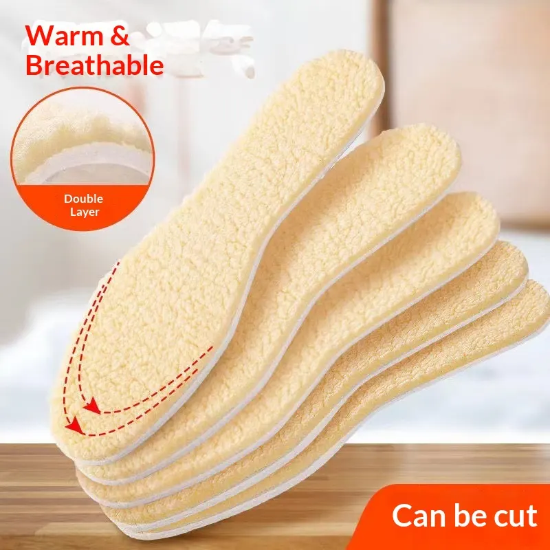 Winter Fleece-lined Extra-thick and Cuttable Wool Insoles
