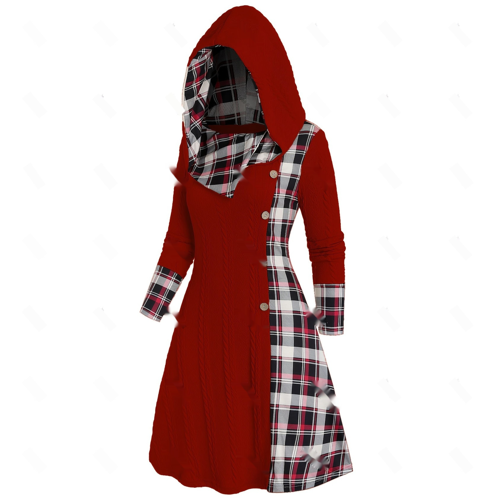 Women's Fashion Knitted Hooded Dress Wine - Shop at LoveMi