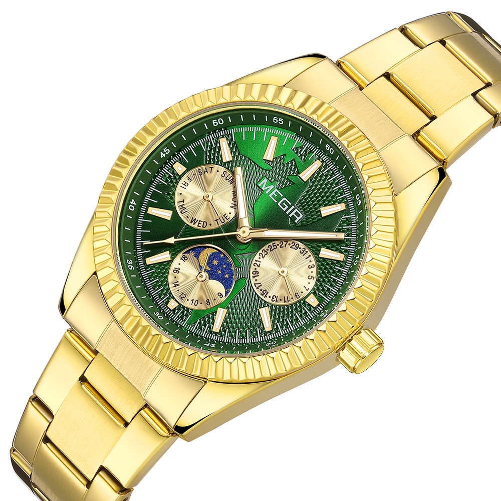 Lunar Phase Business Steel-Strap Waterproof Quartz Men's Watch 4