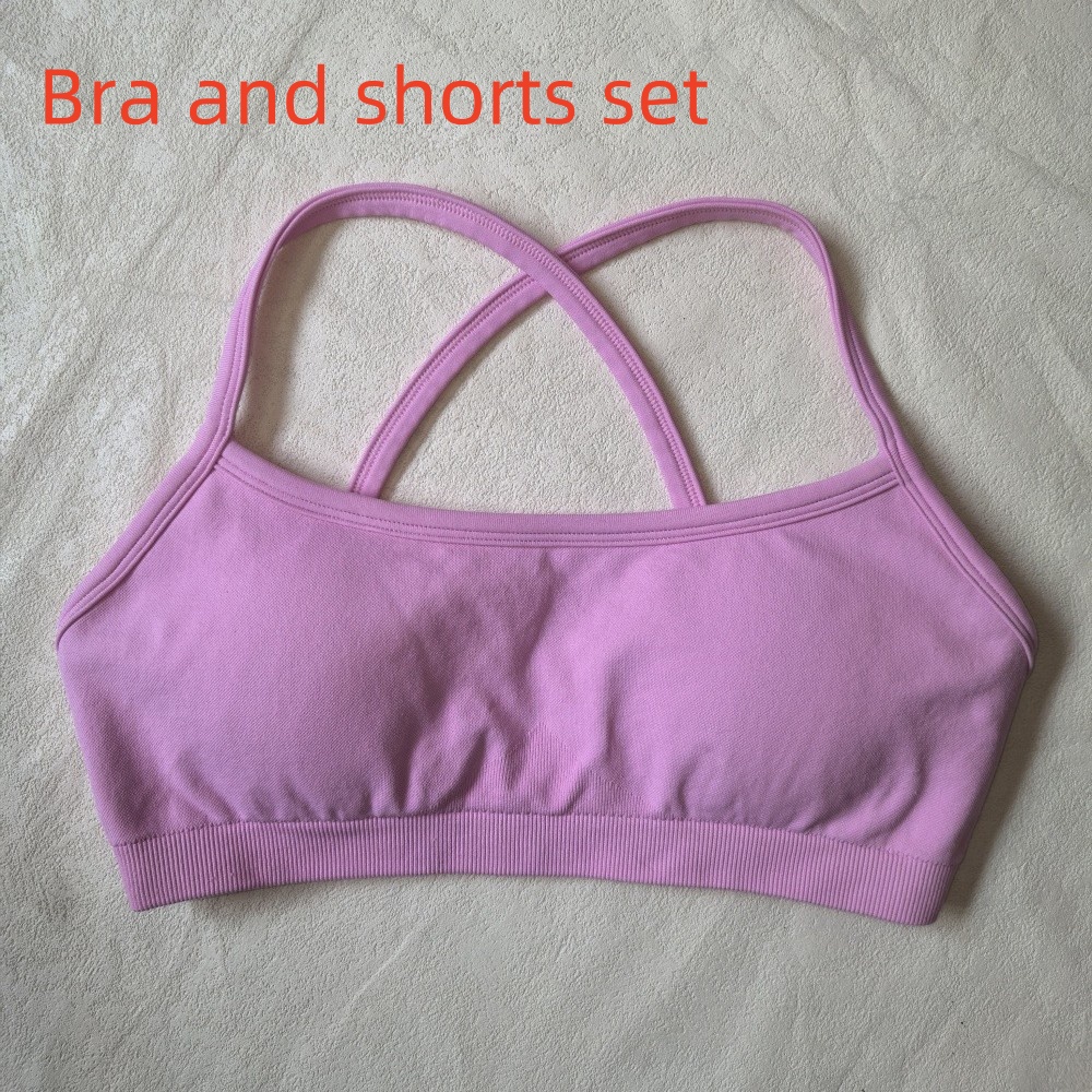 Halter Backless Bra High Waist Peach Sports Shorts Suit - Image 14