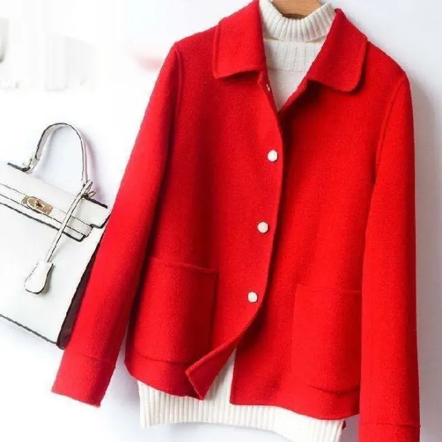 Double sided Wool Coat For Petite Women Red - Shop at LoveMi