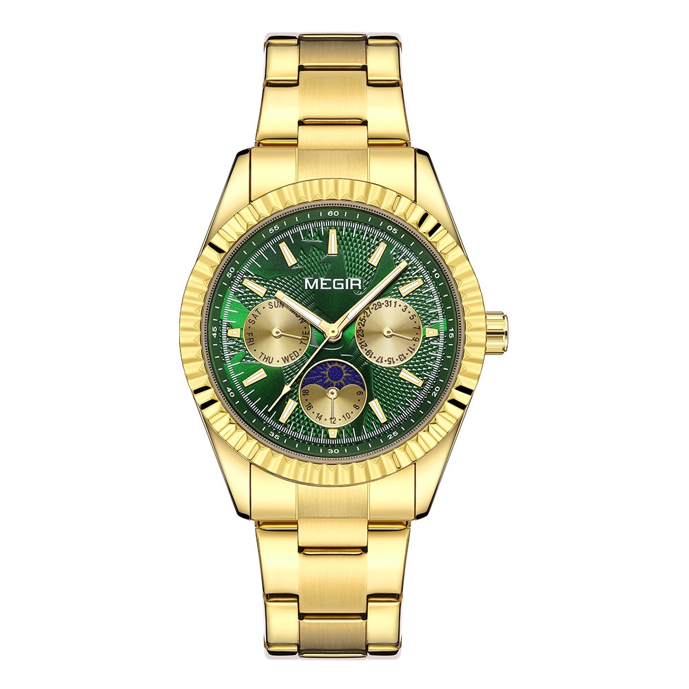 Lunar Phase Business Steel-Strap Waterproof Quartz Men's Watch 7