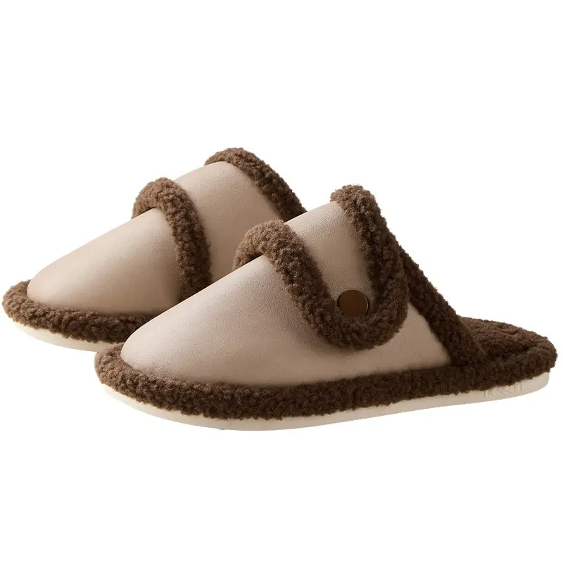 Women's Winter Indoor Warm Fleece-Lined Non-Slip Quiet Silent Floor Cotton Slippers