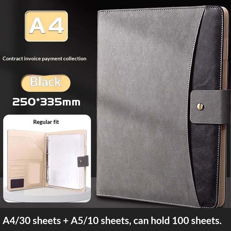 A4 Leather Multi-Functional Document Business Office Manager's Contract Negotiation Notebook Meeting Filing Folder 10