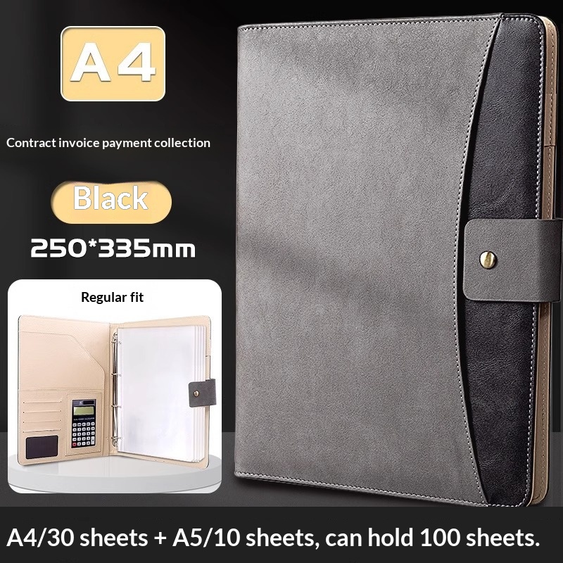 A4 Leather Multi-Functional Document Business Office Manager's Contract Negotiation Notebook Meeting Filing Folder 3