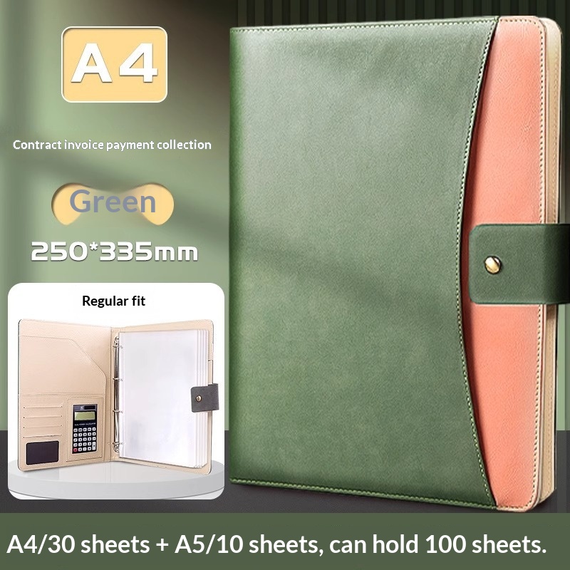 A4 Leather Multi-Functional Document Business Office Manager's Contract Negotiation Notebook Meeting Filing Folder 5