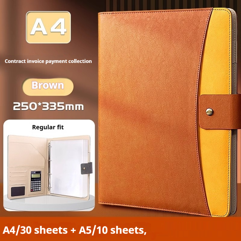 A4 Leather Multi-Functional Document Business Office Manager's Contract Negotiation Notebook Meeting Filing Folder 7