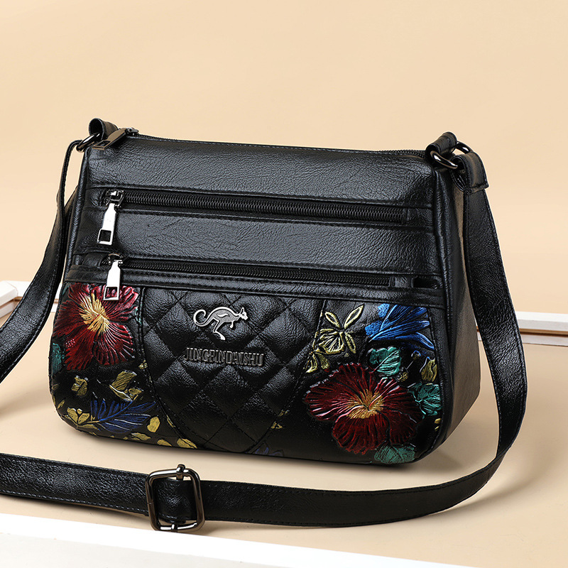 A Multi-layered Crossbody Bag With A Fashionable Large-capacity Embroidered Thread Design - Image 2