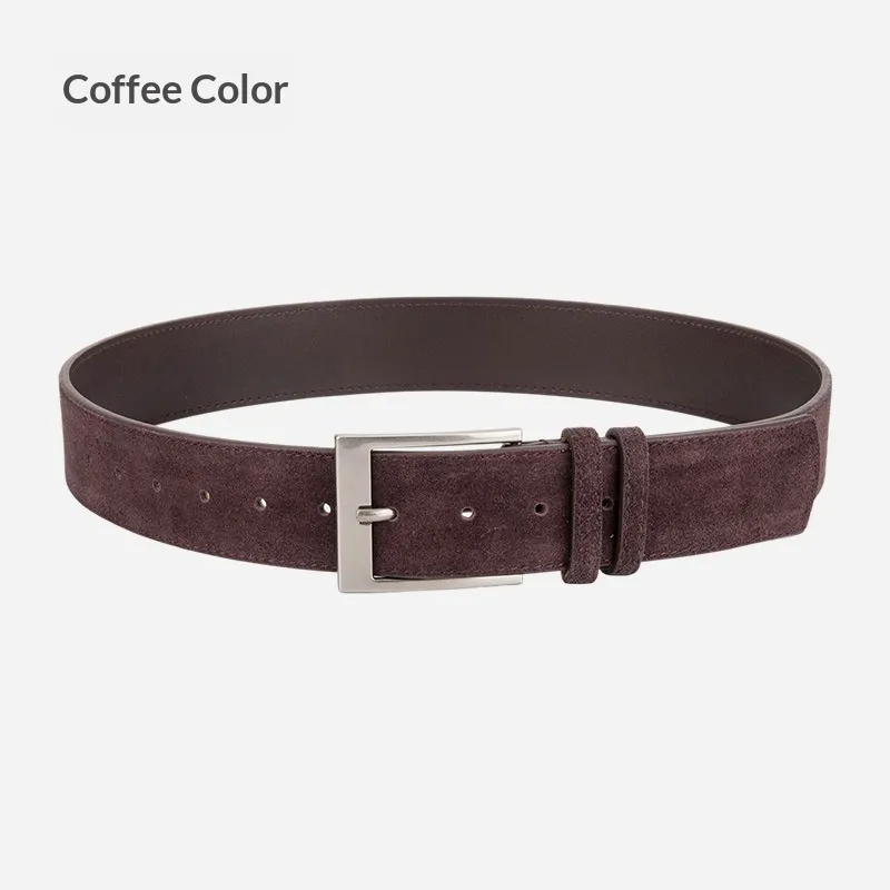 Womens Niche Style Decorative Dress Pants Belt Korean Style Genuine Leather Waist Belt - Coffee