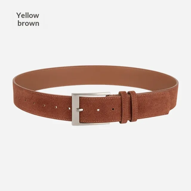 Womens Niche Style Decorative Dress Pants Belt Korean Style Genuine Leather Waist Belt Brown - Shop at LoveMi