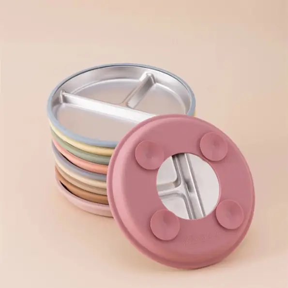 1PCS Stainless Steel Dishes Plate Detachable Suction Bowl Fo