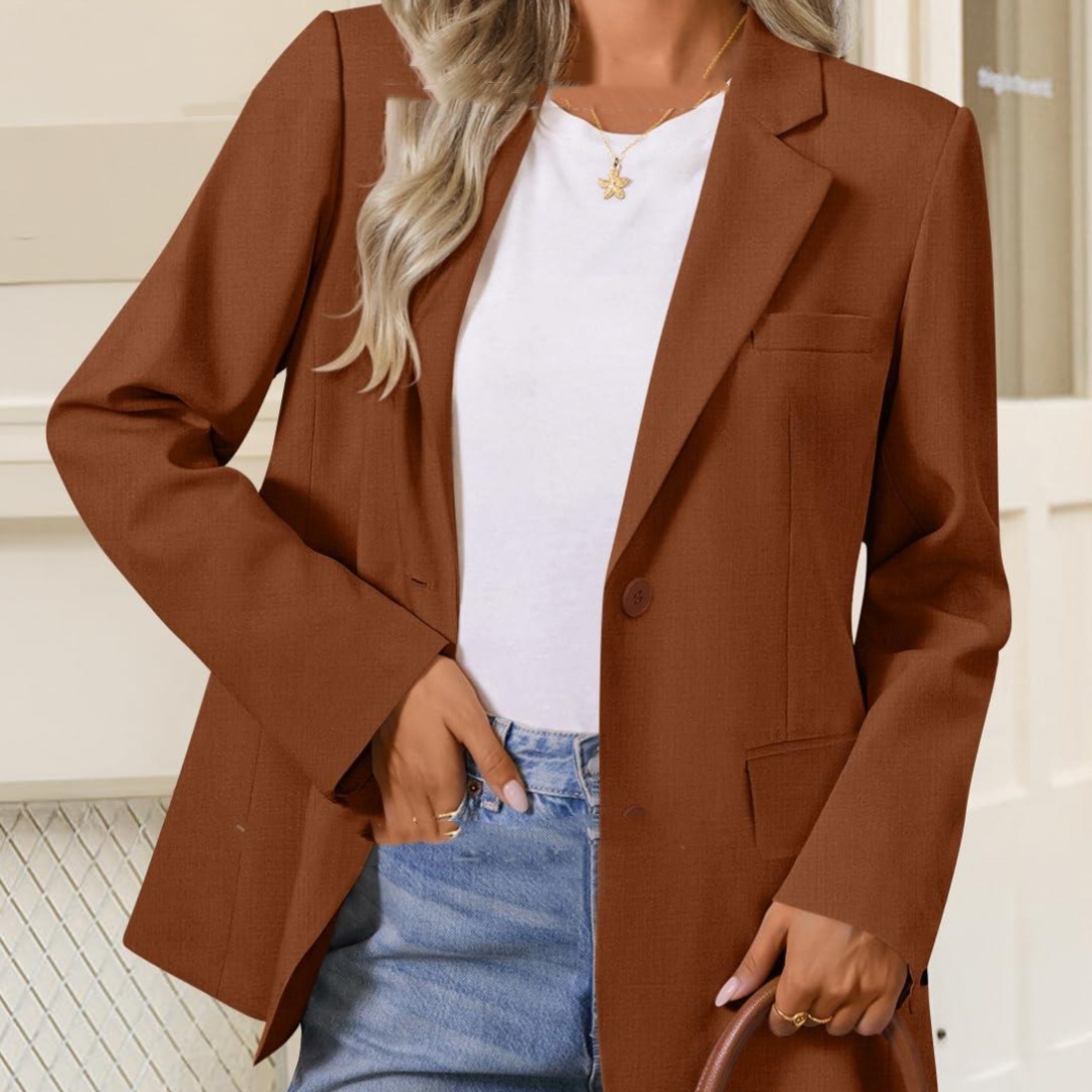 Womens Solid-Color Cuff Contrasting Leopard-Print Lapel Fashion Jacket