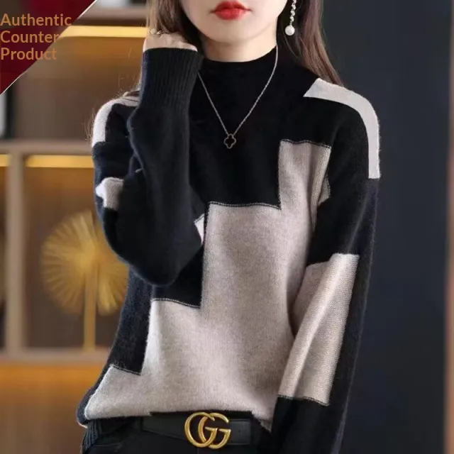 Womens Velvet Sweater New FallWinter Half Neck Knit Pullover Camel - Shop at LoveMi