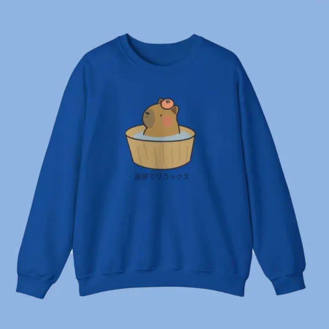 Solid color Crewneck Sweatshirt Loose Fit For Fallwinter Blue - Shop at LoveMi