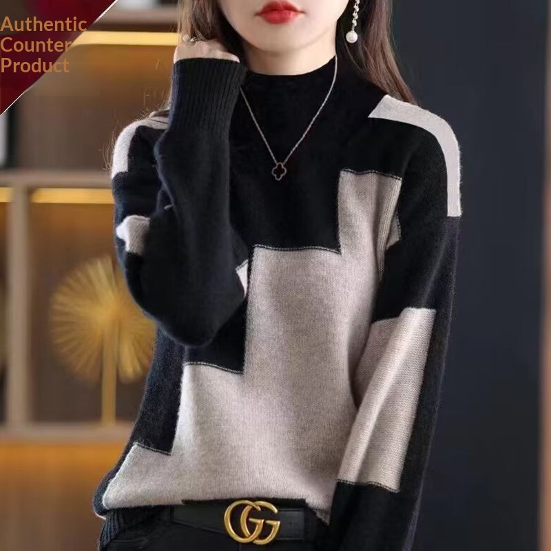 Womens Velvet Sweater New FallWinter Half-Neck Knit Pullover - Image 5