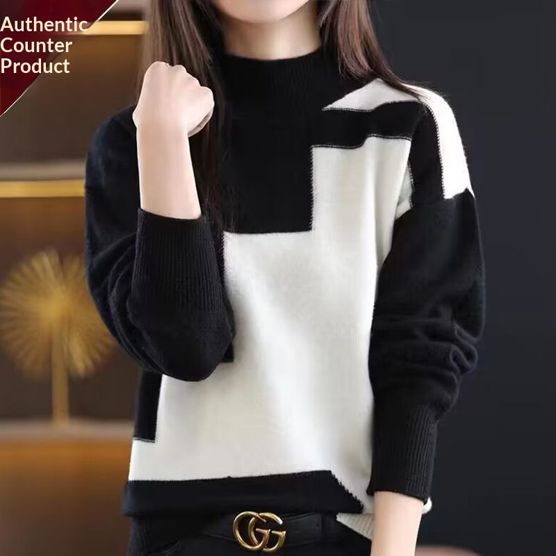 Womens Velvet Sweater New FallWinter Half-Neck Knit Pullover - Image 7