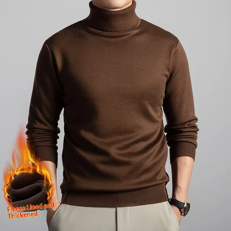 Turtleneck Sweater Boy's Undershirt Autumn And Winter Inner Wear - Coffee